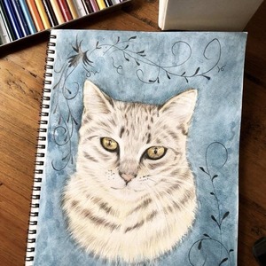 ペット　花　　飾り絵　一枚絵