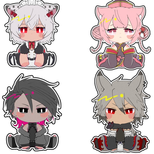 お座りステッカー風イラスト