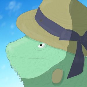 帽子のイグアナ