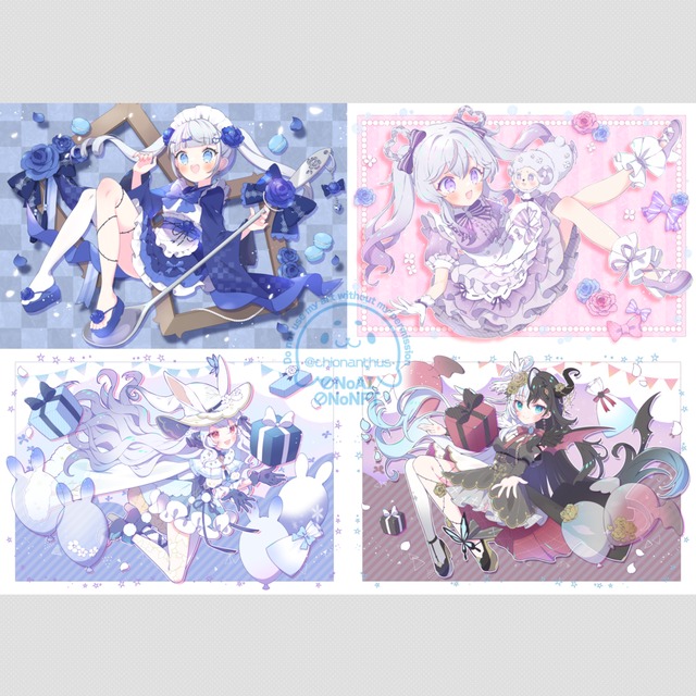 イラスト　ポップ画　アニメ風　オリジナル　自作画 レトロポップ風イラストパステルカラーでポップなイラストお描き