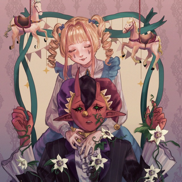 厚塗り　背景付きイラスト