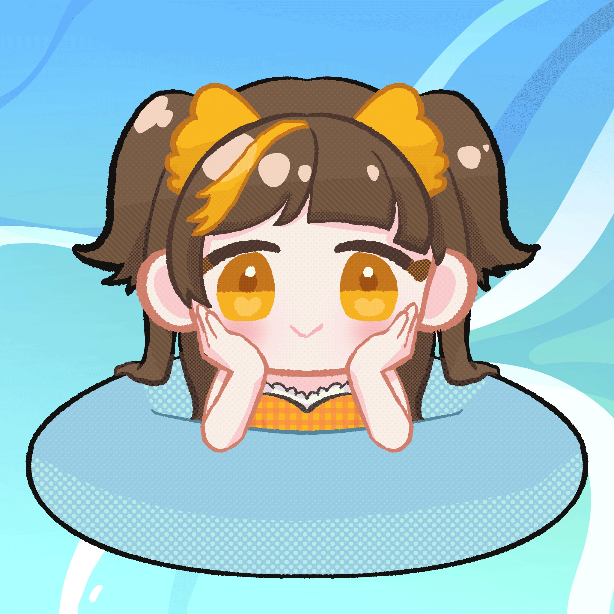 用性◎涼し気うきわデフォルメキャラ量産イラスト