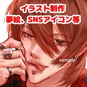 SNSアイコン等イラスト、1枚絵