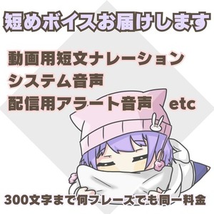 短文ナレーション/配信アラート音声/システム音声など短めボイスをお届けします