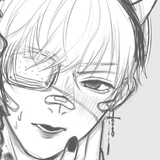 バストアップモノクロ(白黒)絵