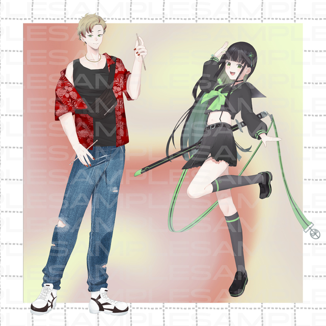 TRPG・キャラビジュアルなど立ち絵【胸上〜全身】表情・衣装差分あり！