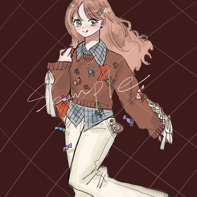 カラー全身(背景透過可！キャラクターシートなどにご利用ください)