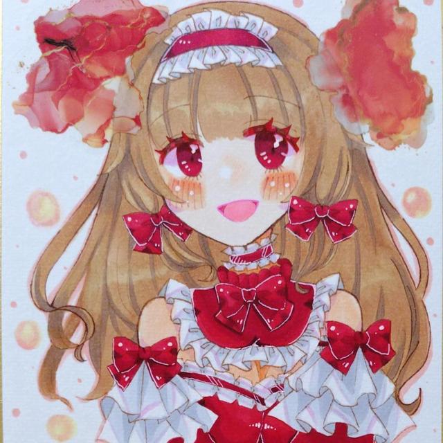 は*む様 手描きイラスト オリジナルイラスト アナログイラスト 色紙 手描き】イラスト色紙【アナログ】 | SKIMA（スキマ）