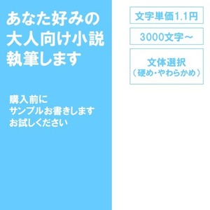 詳細指定もおまかせも。大人向け小説執筆します