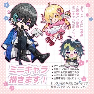 ミニキャラ描きます！（1.5等身、2等身、3等身）（小物、背景込み可）