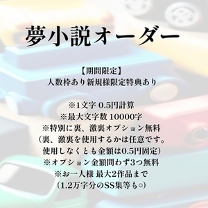 〰評価集めの為、通常よりお安め〰あなたの性癖、えちちな夢小説お書きします！
