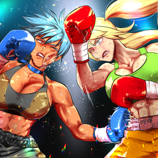 格闘技二人絵