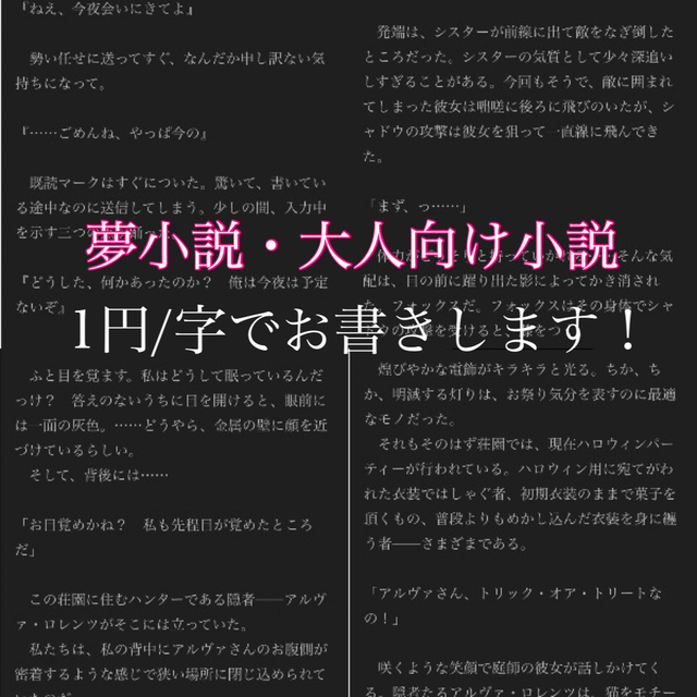 夢小説、大人向け小説、3LOK、特殊性癖OK