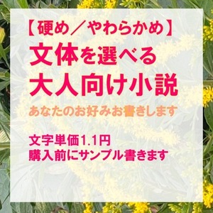 詳細指定もおまかせも。大人向け小説執筆します