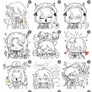 レトロ風の小さな表情3個セット（黒白）