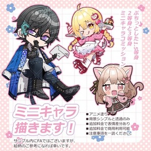 ミニキャラ描きます！（1.5等身、2等身、3等身）（小物、背景込み可）