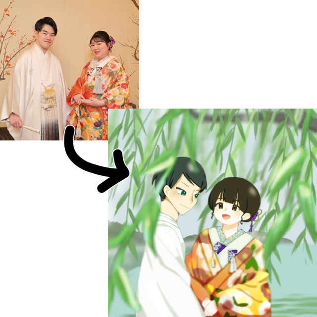 【最短即日】似顔絵【結婚式などの記念に】