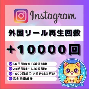 【💎Instagram】外国人リール再生回数＋10,000回 増加いたします