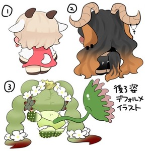 後ろ姿デフォルメイラスト