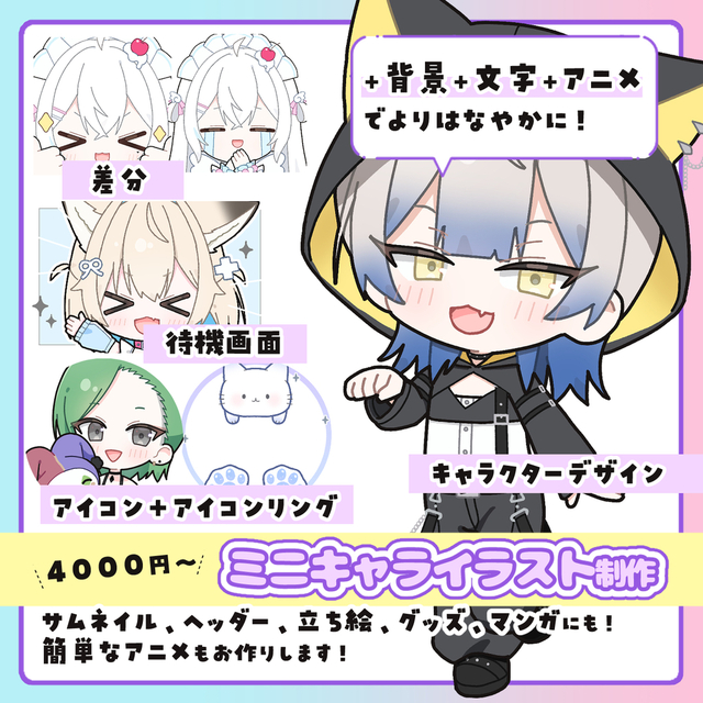 二次利用OK！アイコン、立ち絵、待機画面に！かわいいミニキャラ描きます