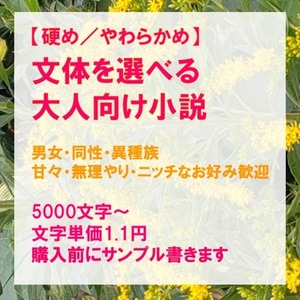 詳細指定もおまかせも。大人向け小説執筆します