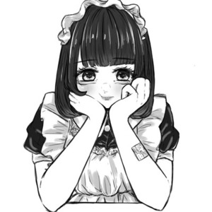 白黒　夢絵　コテ同　単体　イラスト