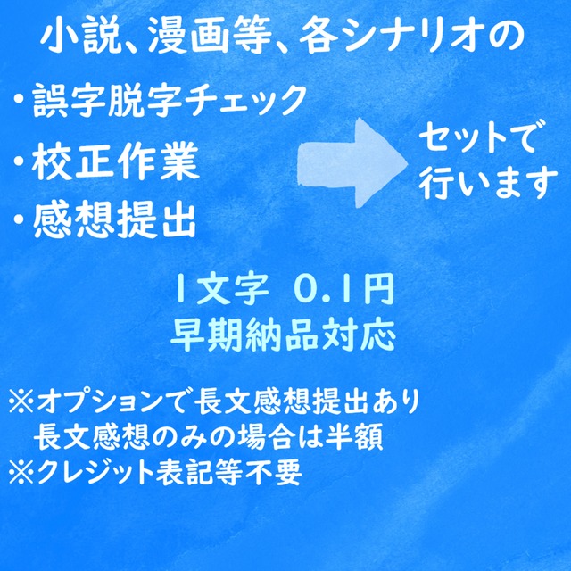 💎誤字脱字確認 校正 感想提出を行います