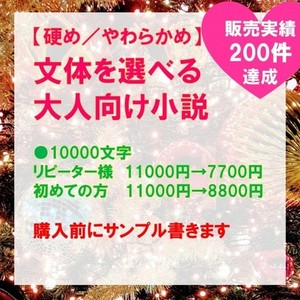 【実績200件感謝】詳細指定もおまかせも。官能小説執筆します