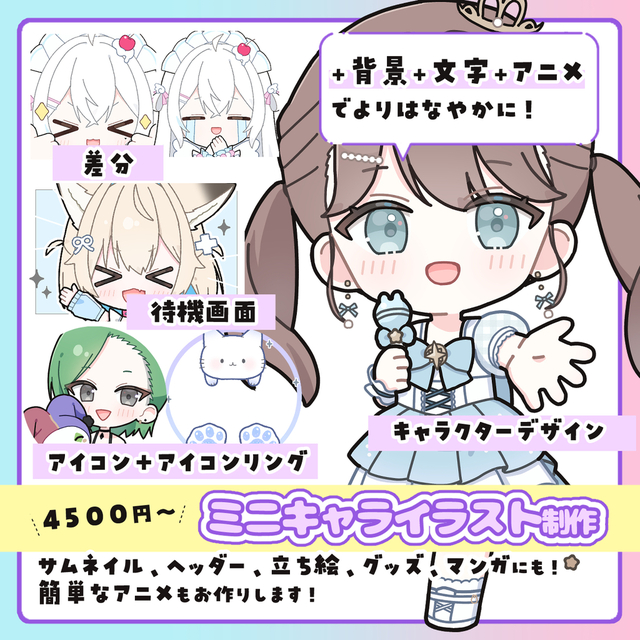 二次利用OK！アイコン、立ち絵、待機画面に！かわいいミニキャラ描きます