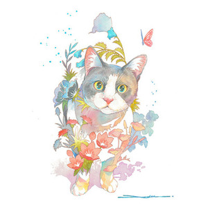 手描き一枚絵(透明水彩)