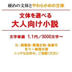 詳細指定もおまかせも。大人向け小説執筆します