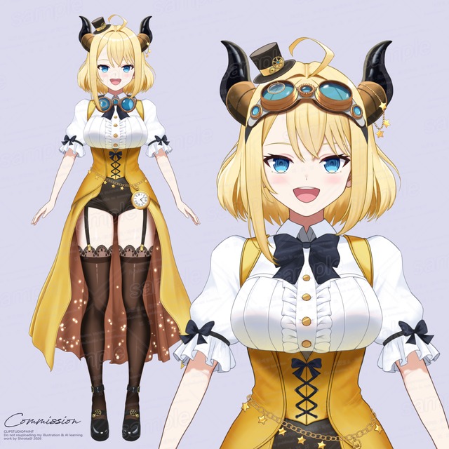 アニメスタイル女性キャラクター絵画 値下げ】女の子全身立ち絵表情差分9種類の女の子の立ち絵です