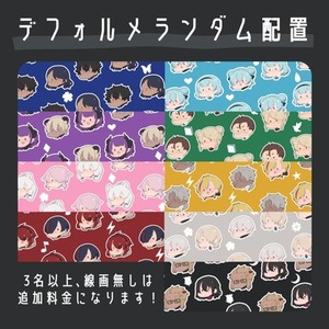 デフォルメランダム配置イラスト