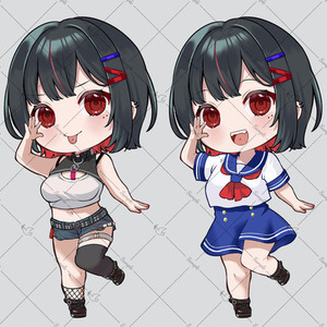 ミニキャラ　表情２種＋衣装２種付き　オプション多数