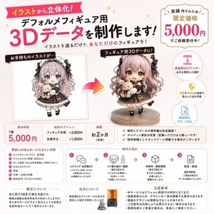 【先着1名】あなたの推しキャラクターのフィギュア用3Dデータを制作いたします。