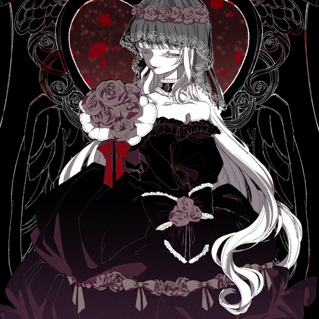 【原画】少女と骸骨　ペン画　透明水彩　ゴシック　ダークファンタジー ダークゴシックで優美な世界観のイラストを描きます | SKIMA（スキマ）
