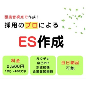 ES・志望動機・ガクチカ・自己PRを作成します。