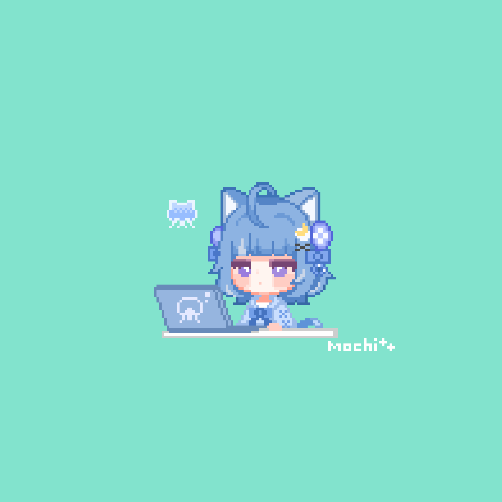 可愛い！PCに向かって作業するドット絵ミニキャラ！