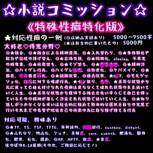 特殊性癖特化小説(一次・二次どちらもOK)軽食コース