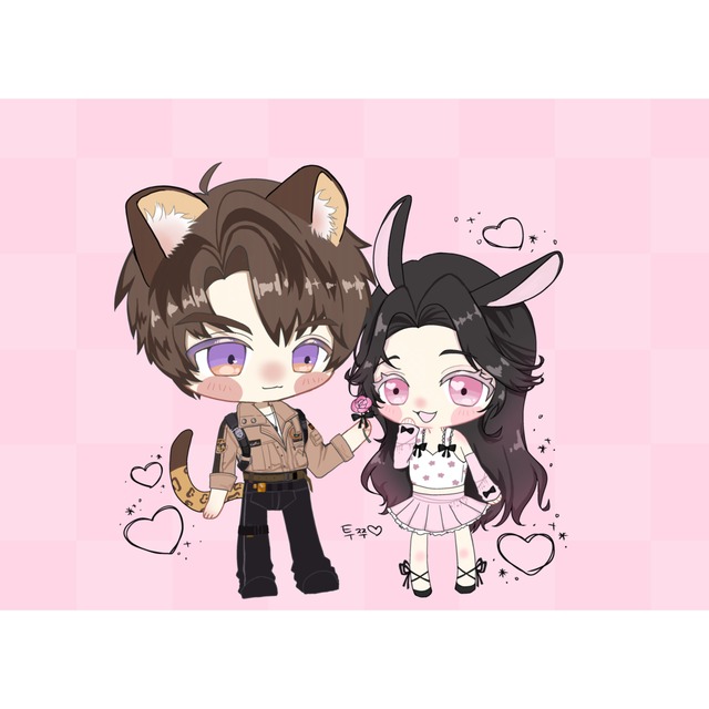 풀컬러 여주 + SD 페어 커미션の商品画像4枚目