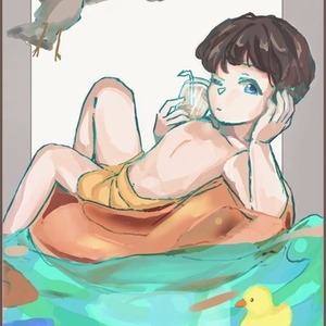 海水浴とウミネコ