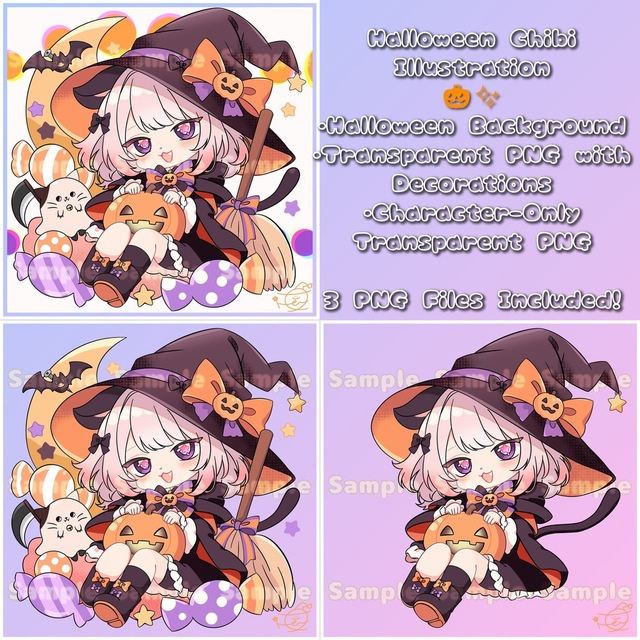 Halloween Chibi Character Illustrationの商品画像
