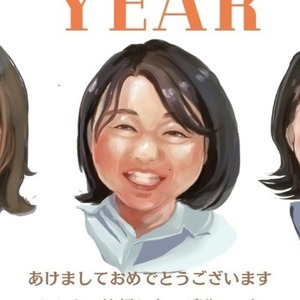 厚塗りで明るい似顔絵をお描きします